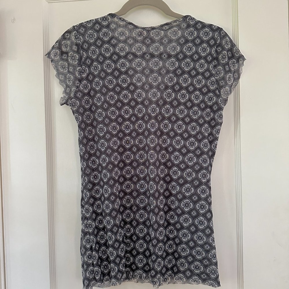 Sweet Pea by Stacy Frati sheer top with cap sleeves, dark navy - Picture 2 of 4